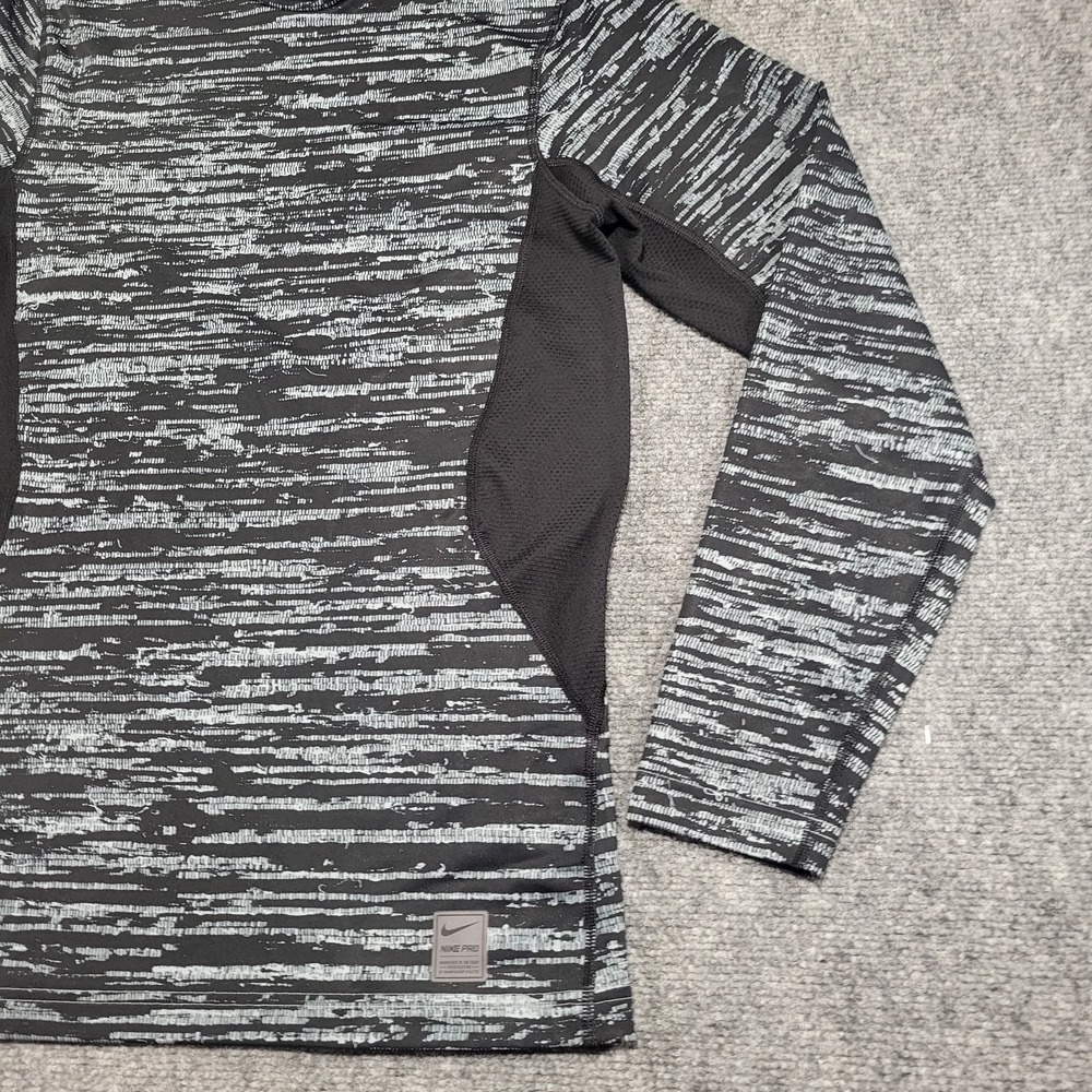 Nike Men's White/Black Pro Combat Dri-Fit Fitted Long Sleeve Top Size Small - Picture 2 of 14